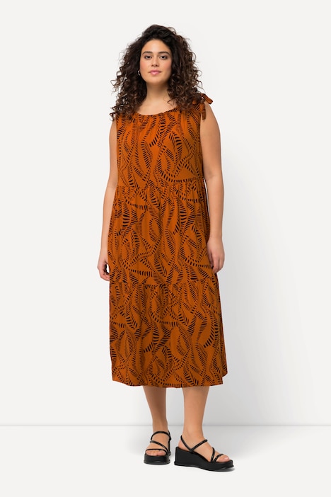 Jerseykleid, geraffter Ausschnitt, Rundhals, ärmellos