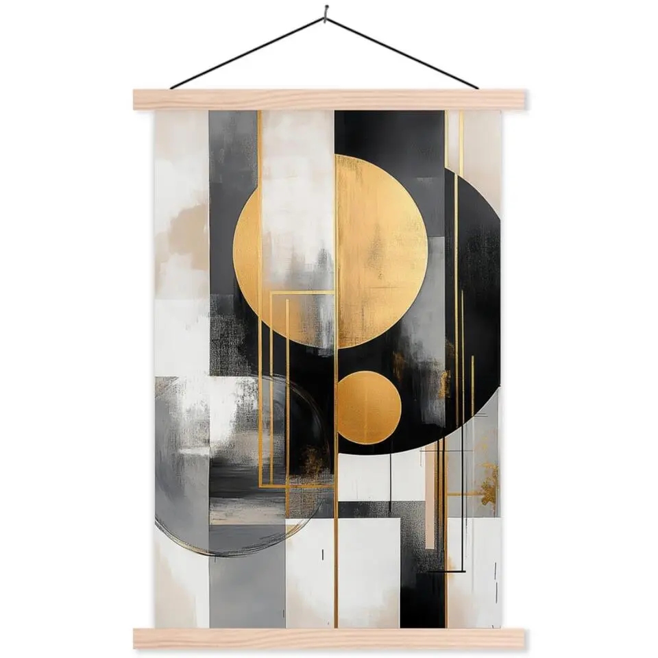 MuchoWow - Schoolplaat/ wandhanger - Abstract - Goud - Zilver - Vormen