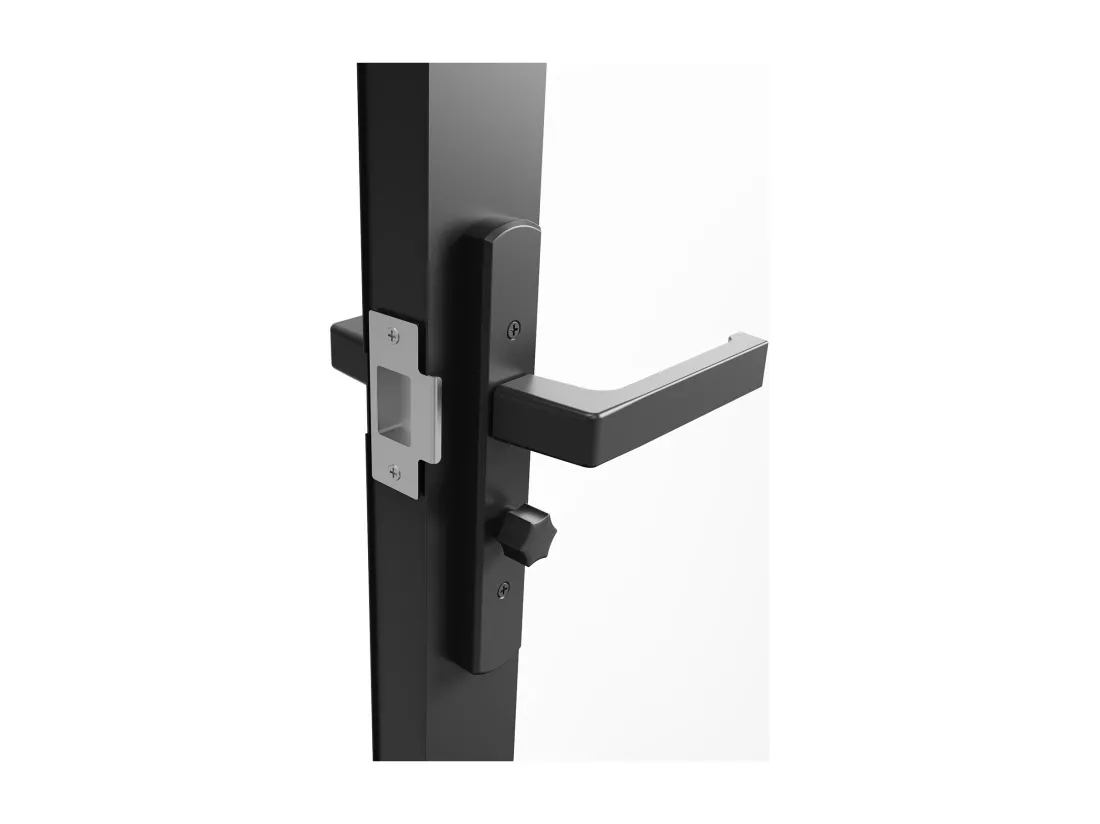 Bloc porte réversible à deux battants en aluminium et verre trempé dépoli - 2 x H204 x L93 cm - Noir - LOXTON