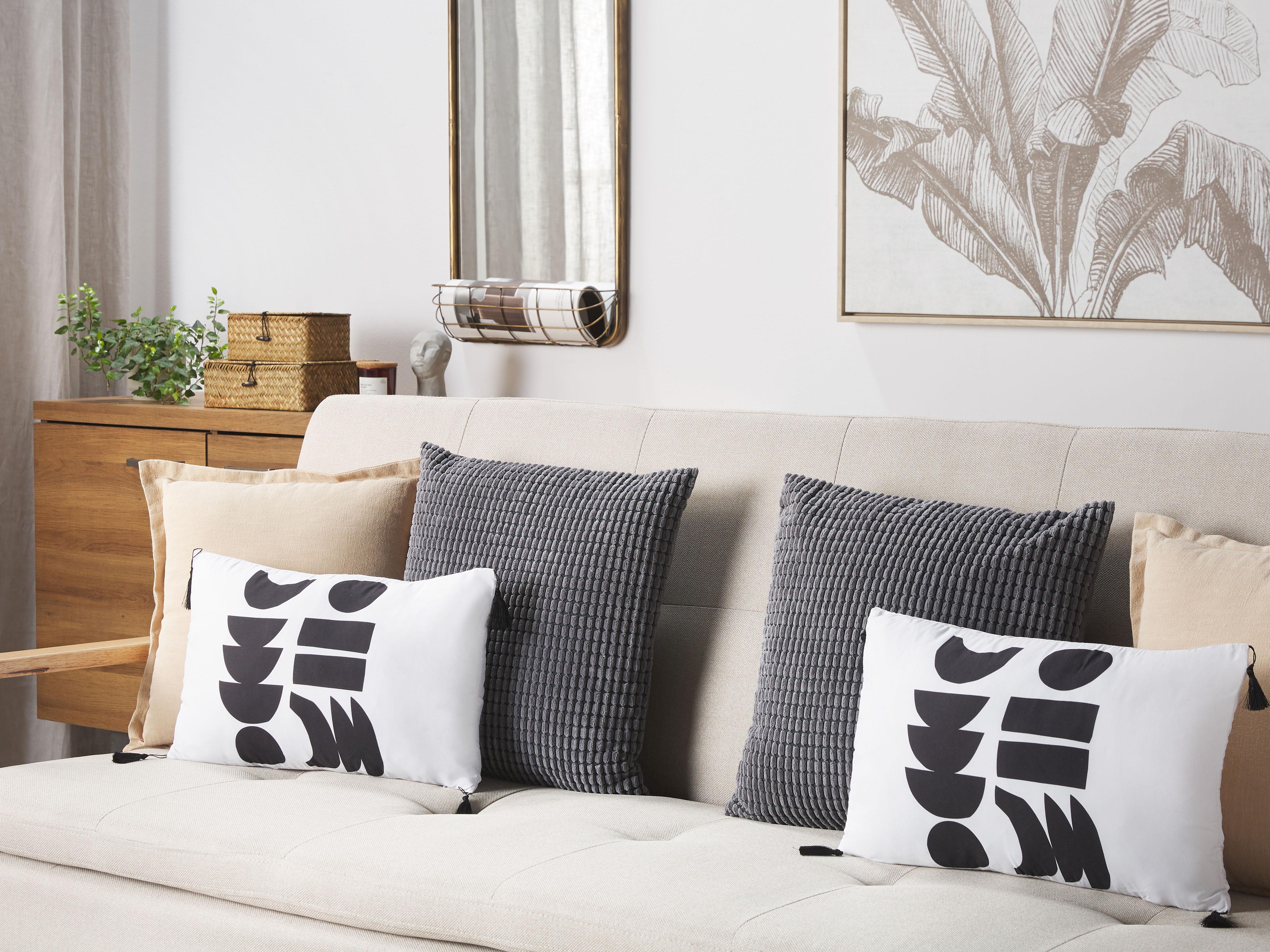 Set van 2 sierkussens LIRIOPE 30 x 50 cm Zwart/wit geometrisch patroon