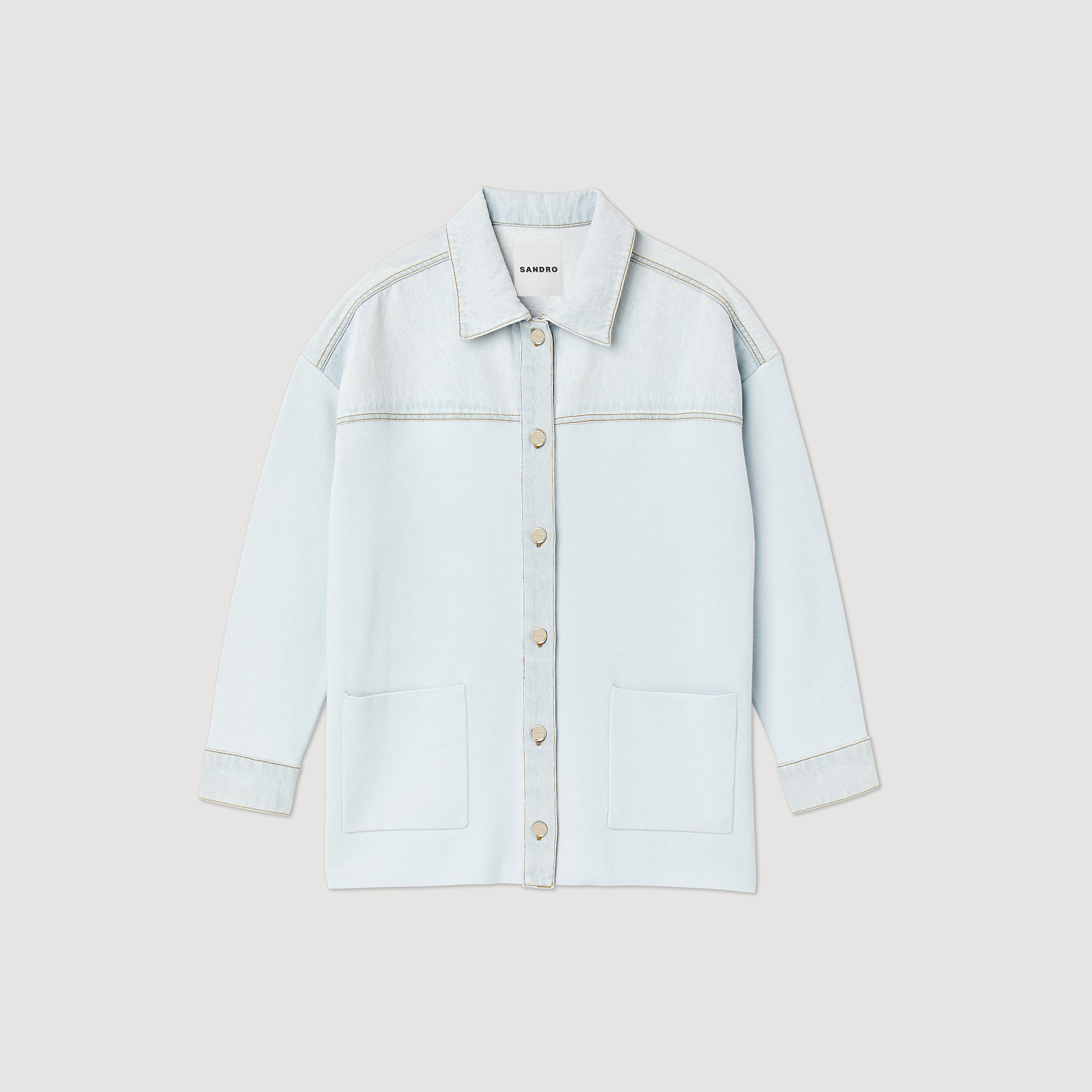 Cardicoat en denim et maille