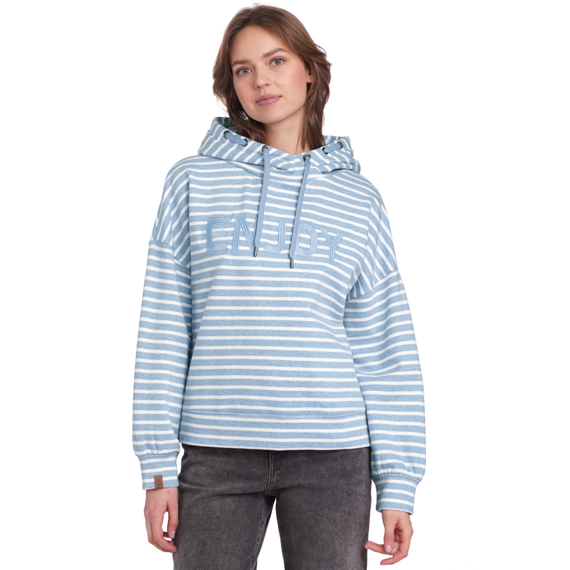 Gina Damen Hoodie mit Streifen hellblau