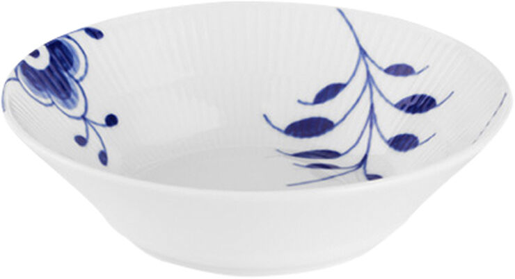 Royal Copenhagen Blå Mega Riflet 17 cm. dyb tallerken Hvid, blå