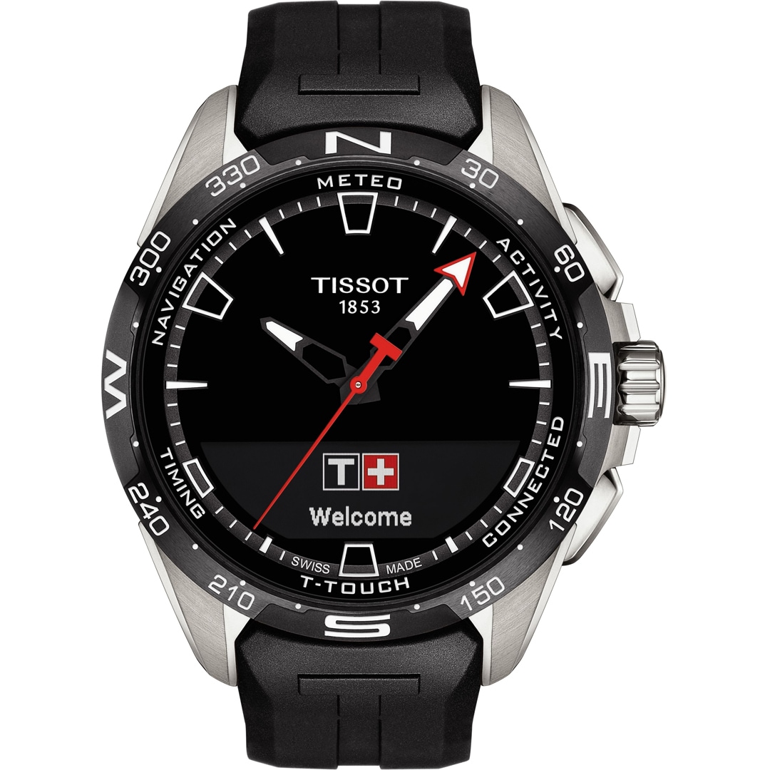 Tissot T-Touch Connect Solar Smartwatch Titan mit schwarzem Kautschukarmband