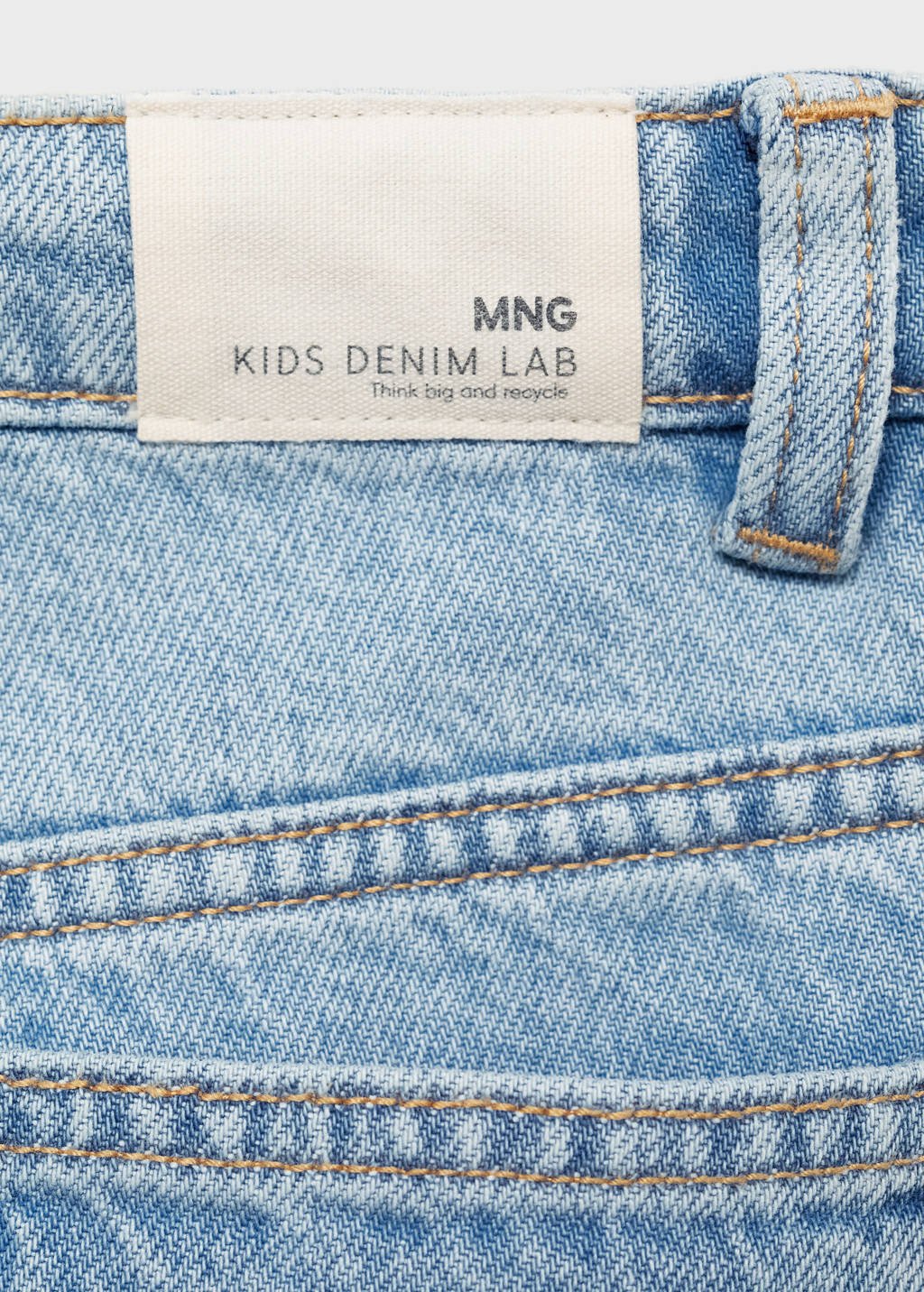 Mango Kids wide leg regular waist jeans light blue denim