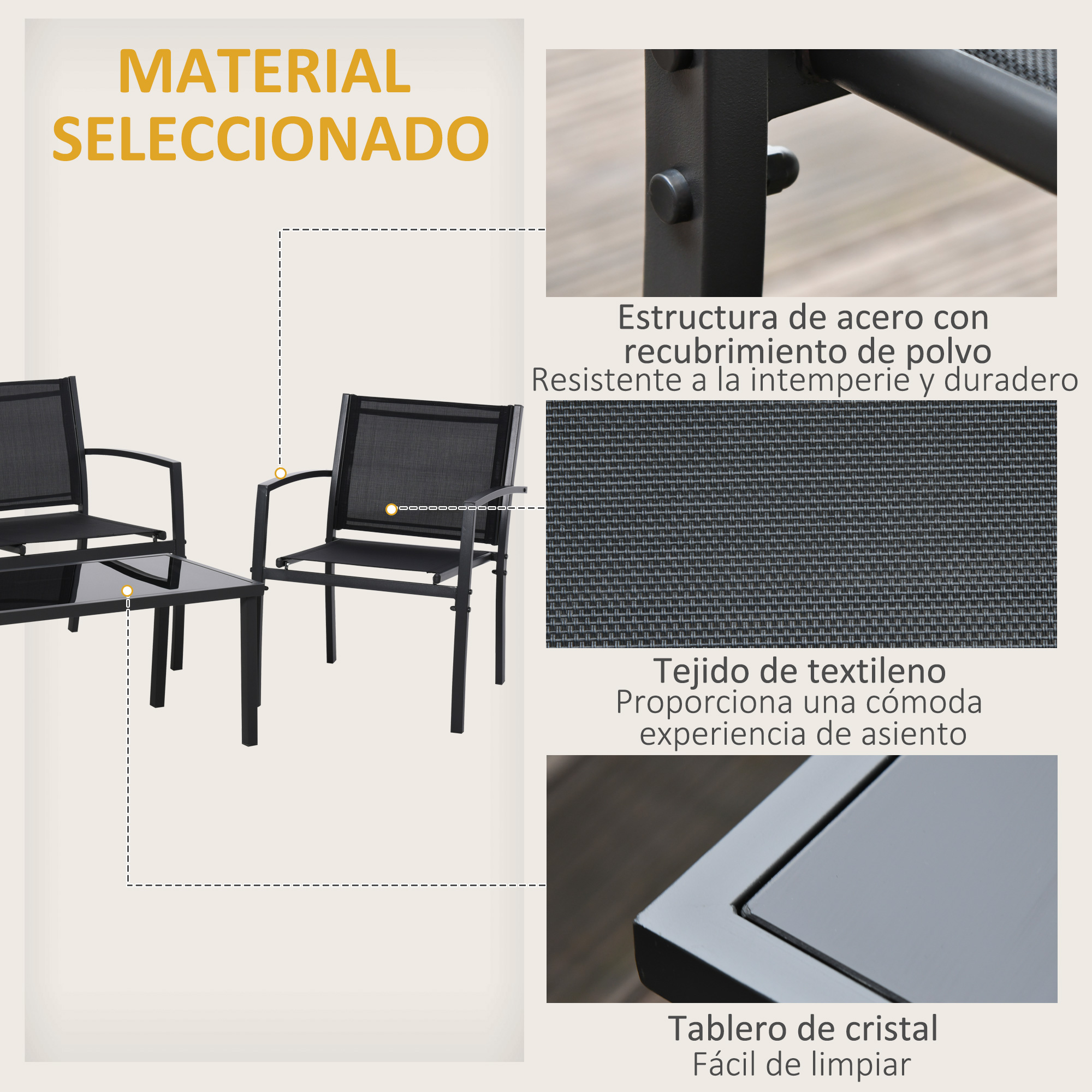 Móveis de jardim pretos Outsunny