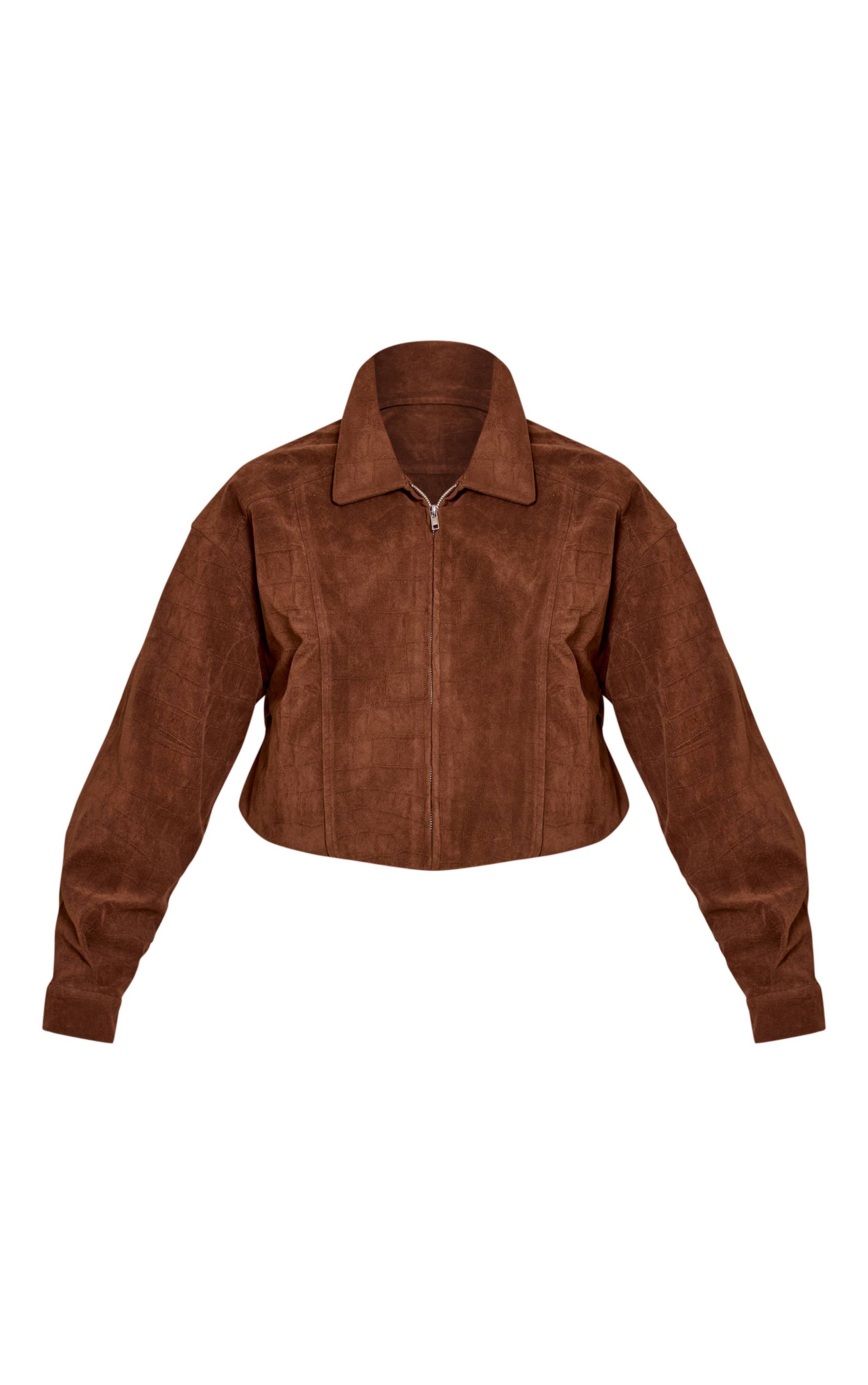 Chocolat Veste Bomber En Suède Effet Croco
