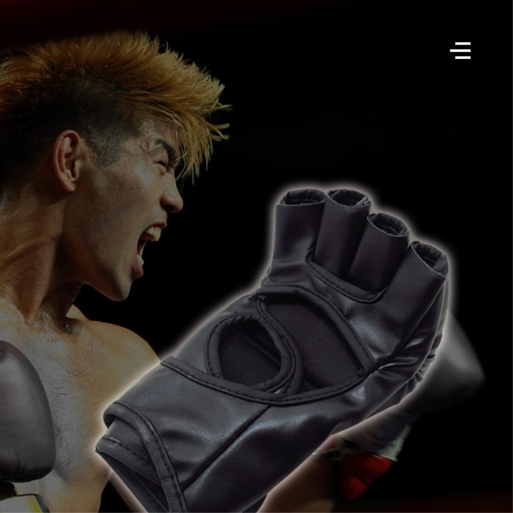 (1 Paar) Unisex Leder Box Handschuhe Trainingshandschuhe für Kampfsport / MMA / Muay Thai / Kickboxen - Schwarz