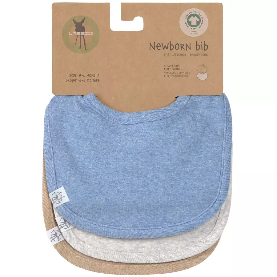 Lässig Lätzchen für Neugeborene 3er Set blau hellgrau beige
