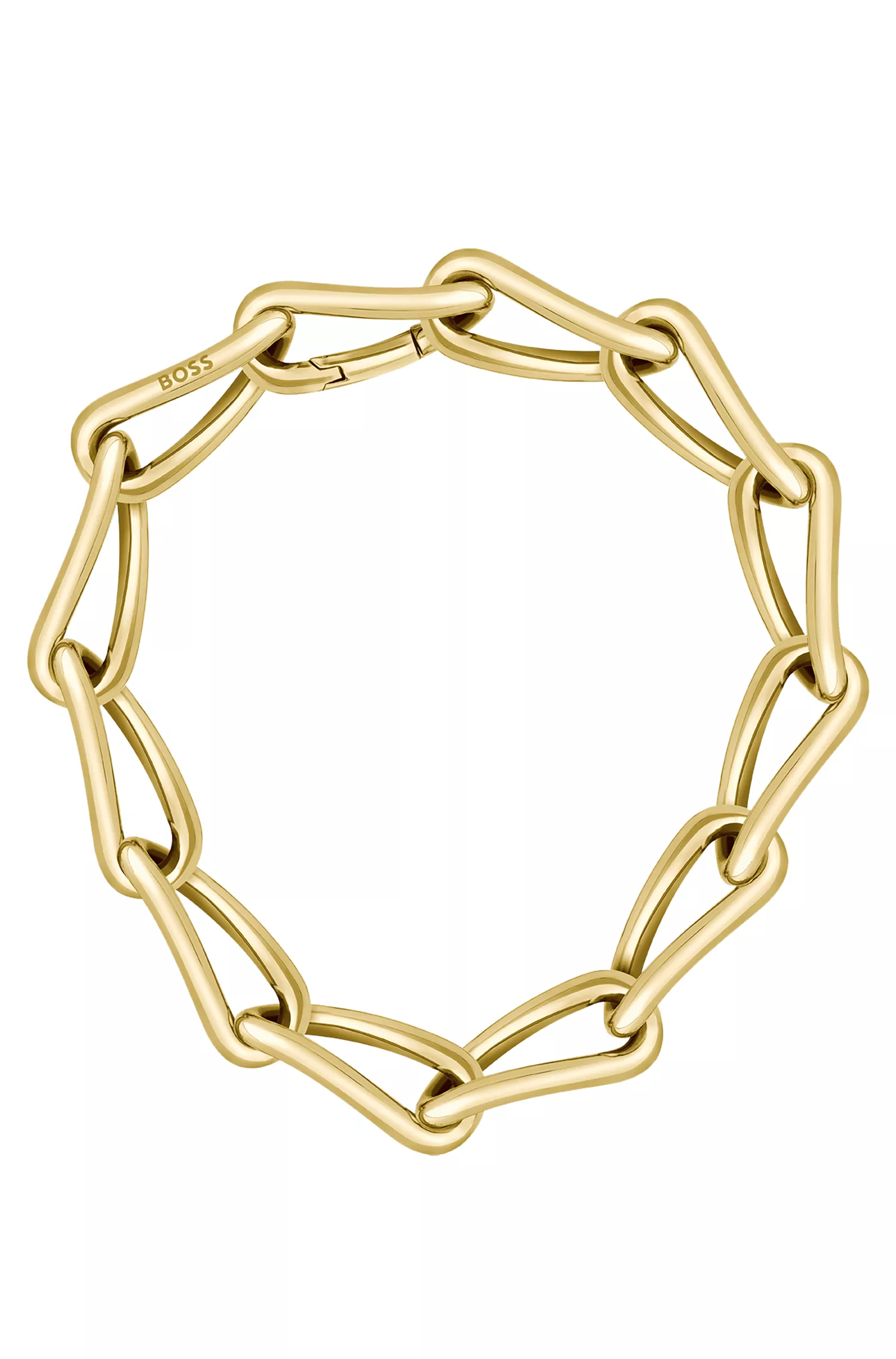 Colar BOSS com efeito preto-dourado e elos tubulares torcidos.