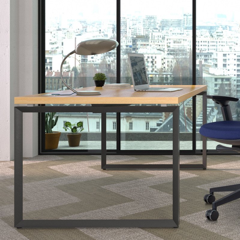 Bureau droit Direction Bruneau Shiny piètement acier