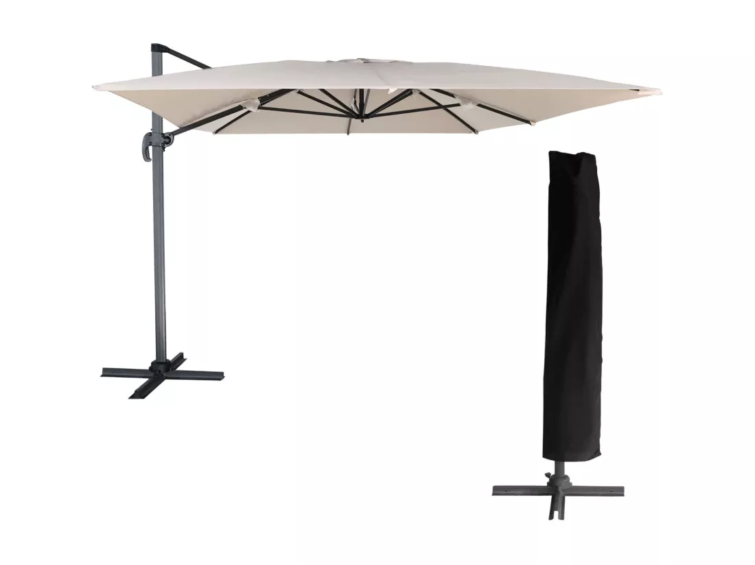 Parasol déporté MOLOKAI rectangulaire 3x4m beige + housse - HAPPY GARDEN