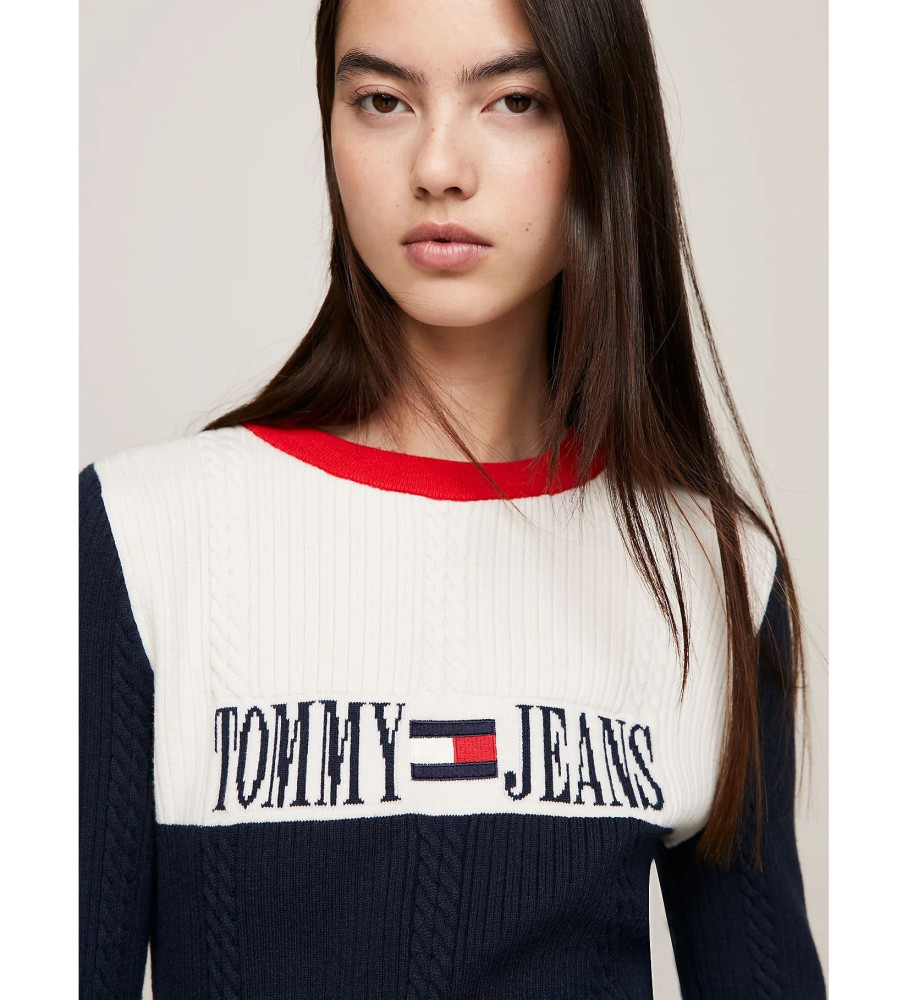 Vestido Tommy Jeans azul-marinho de malha trançada