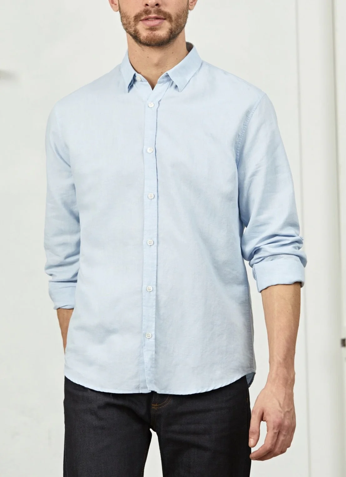 Chemise en lin Mercer Bleu Acier