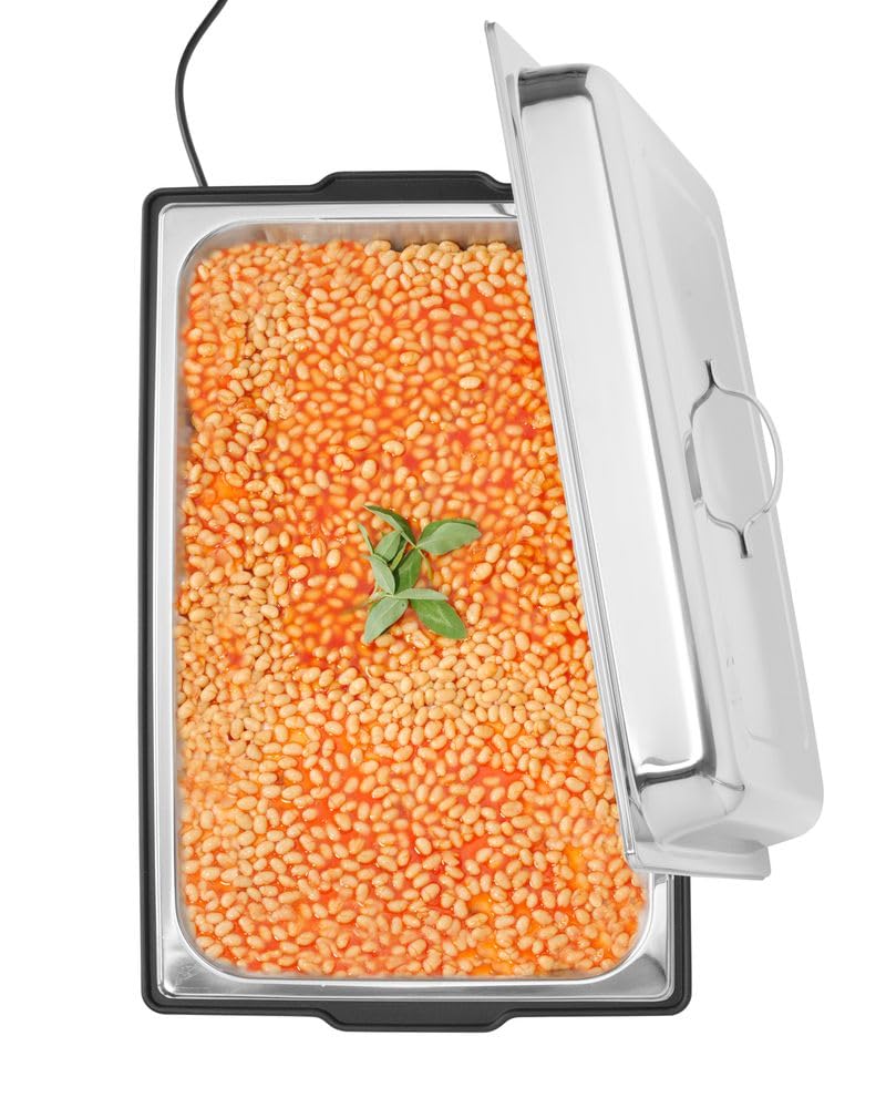 HENDI Chafing Dish Tellano, Speisenwärmer, Buffetwärmer, Wärmebehälter, 9L, 230V/900W, 573x348x(H) 284mm, Edelstahl, Polypropylen