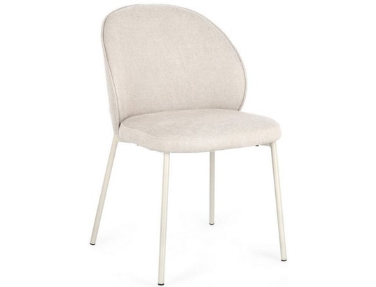 CONCEPT1 - Chaise Lot de 2 C. Wendy beige pieds blanc