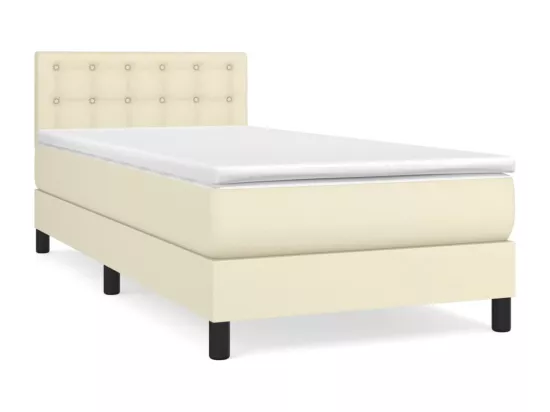 Sommier tapissier avec matelas Crème 100x200cm Similicuir