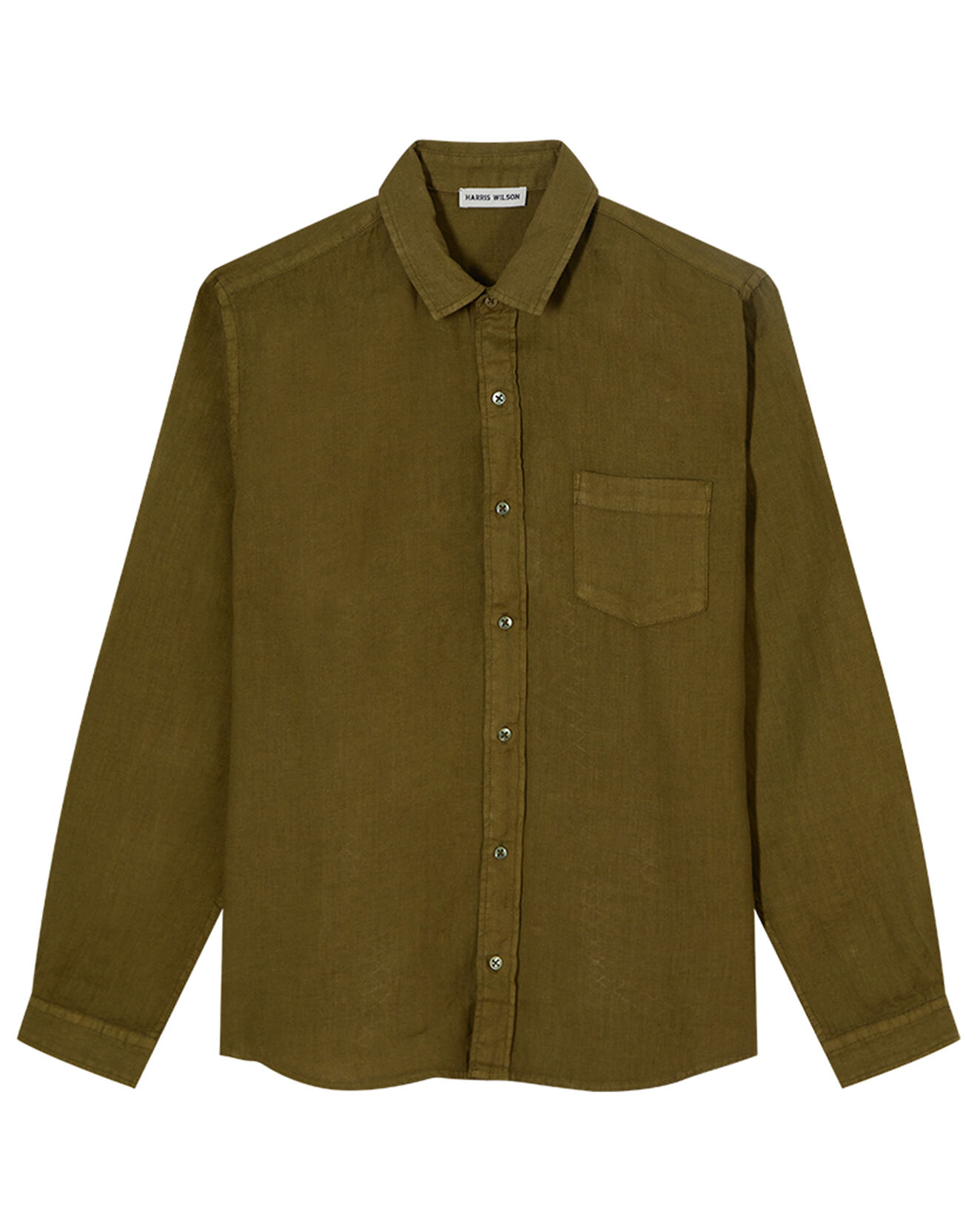 Harris Wilson Chemise slim 100% Lin Danny olive