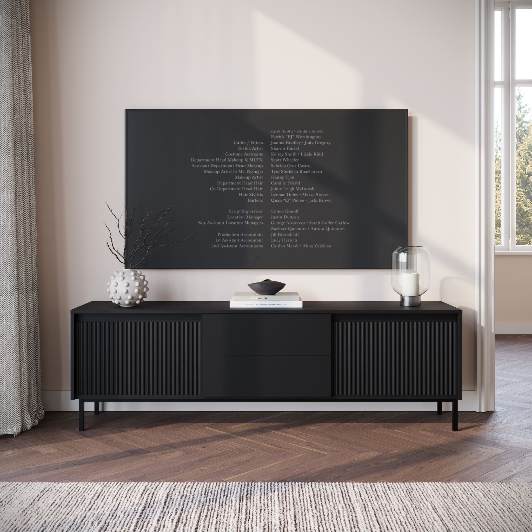 Meubella - TV-Meubel Orvana 2 - Zwart - 174 cm