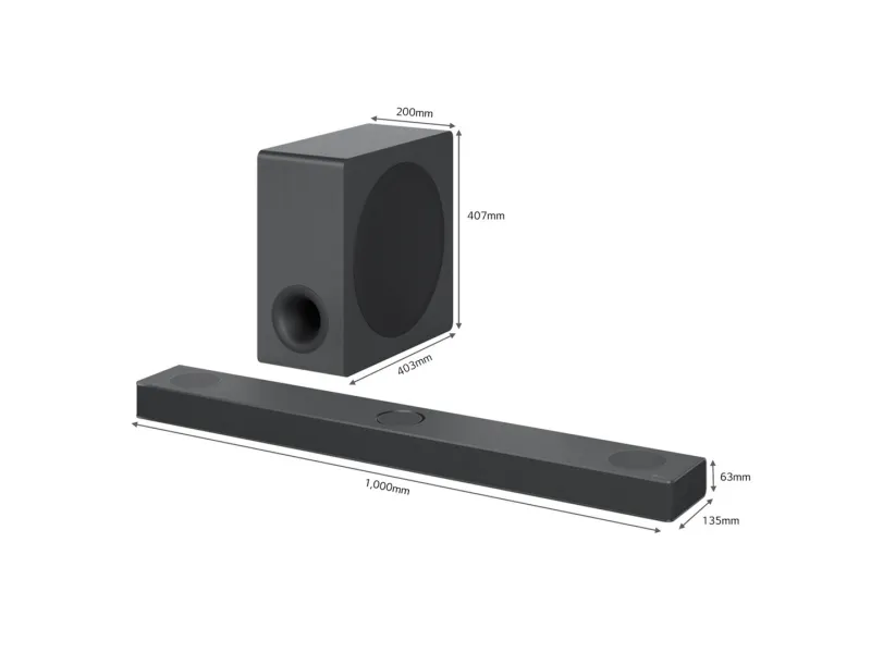 [OUTLET] - LG S80QY - Lydbarsystem - til hjemmebiograf - 3.1.3-kanal - trådløs - Wi-Fi, Bluetooth - App-kontrolleret - USB - 480 Watt (Total)