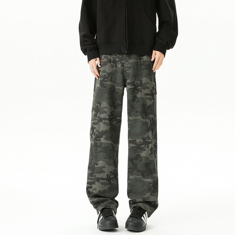 Sheck - Rechte broek met camouflageprint en middelhoge taille (verschillende ontwerpen)