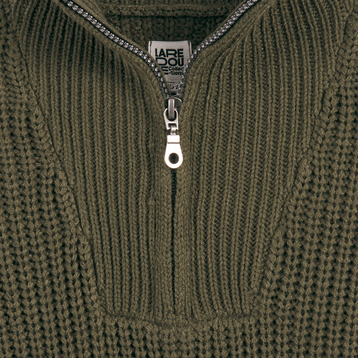 COLEÇÕES LA REDOUTE<br>Suéter com gola alta e zíper, tricô grosso