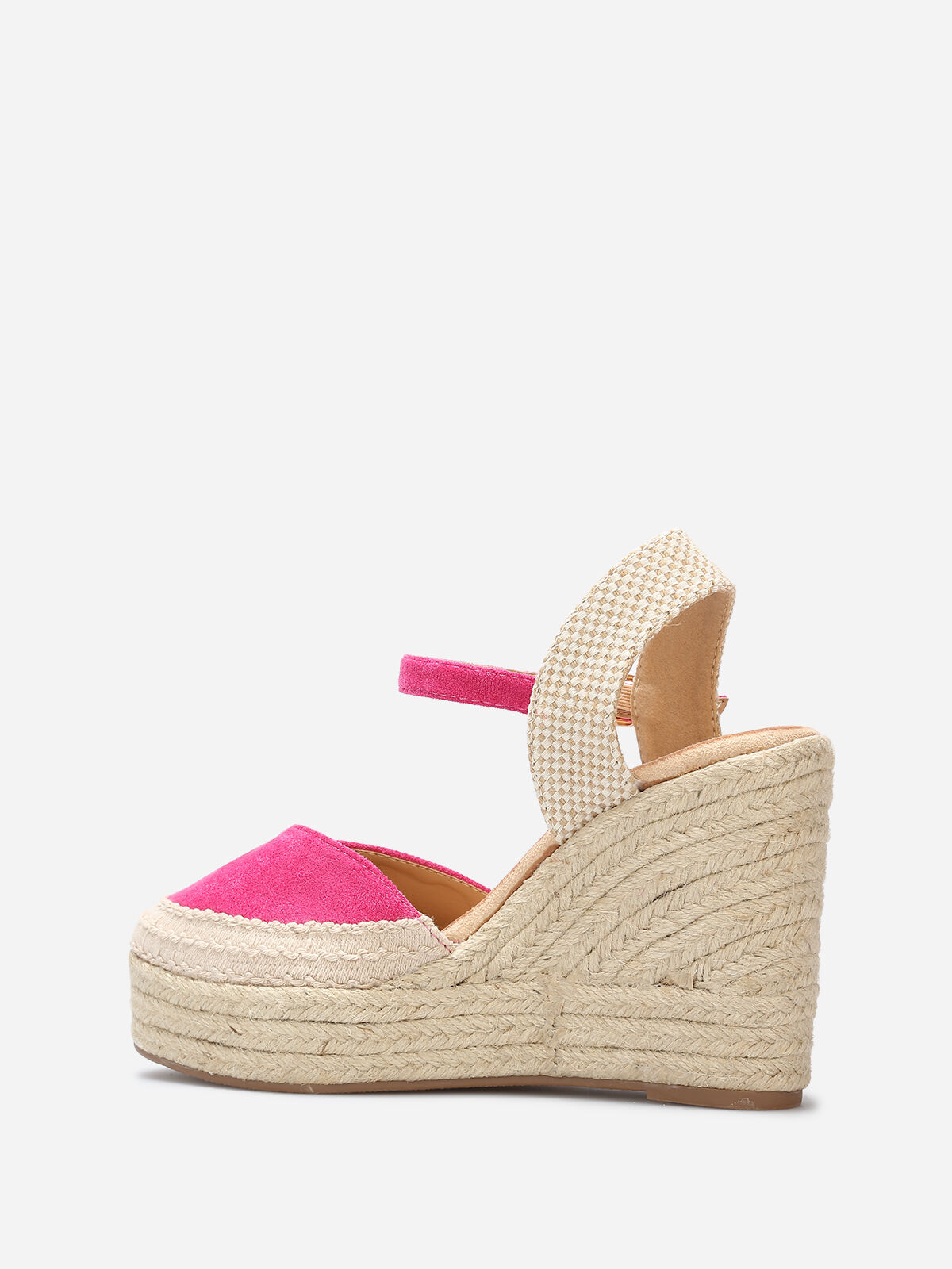 Espadrilles compensées à bride- Fuchsia