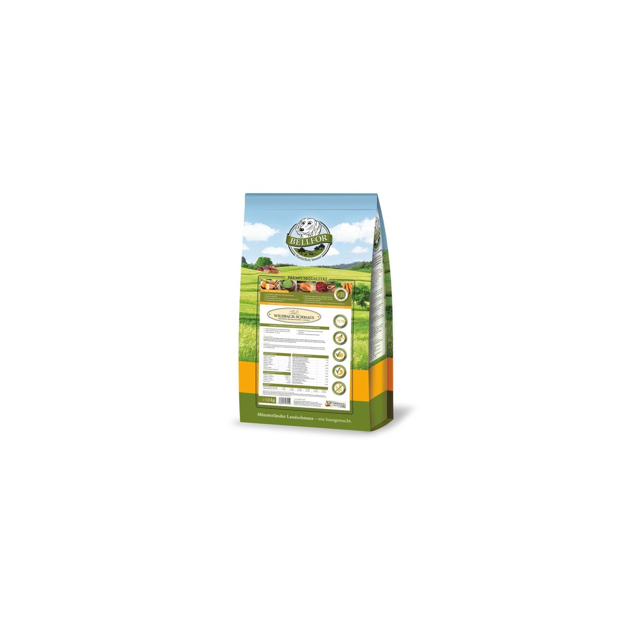 Bellfor Trockenfutter für Hunde mit Wildlachs und Bachforelle - Wildbach-Schmaus - 7,5 kg