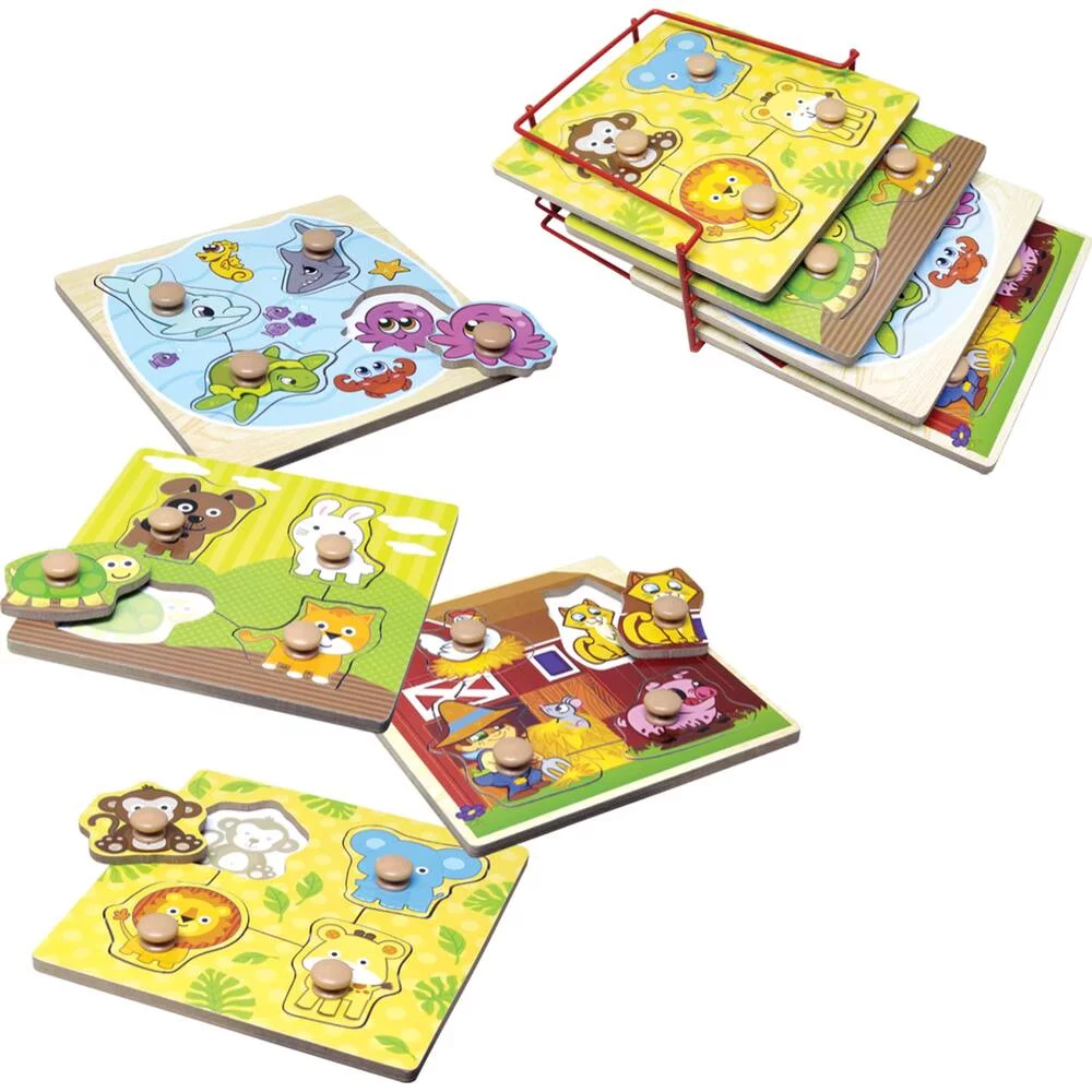 PUZZLES EN BOIS 4 PIECES BEBES ANIMAUX