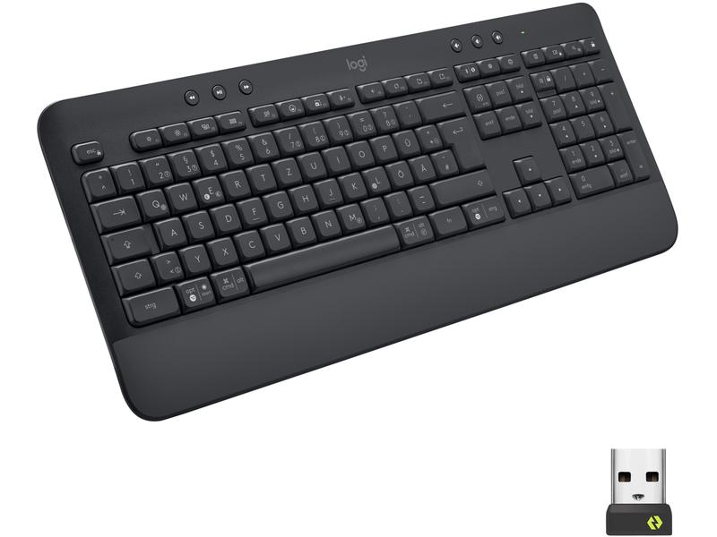 Logitech Tastatur Signature K650 Graphite Kabellose Komfort-Tastatur mit integrierter Soft-Touch-Handballenauflage