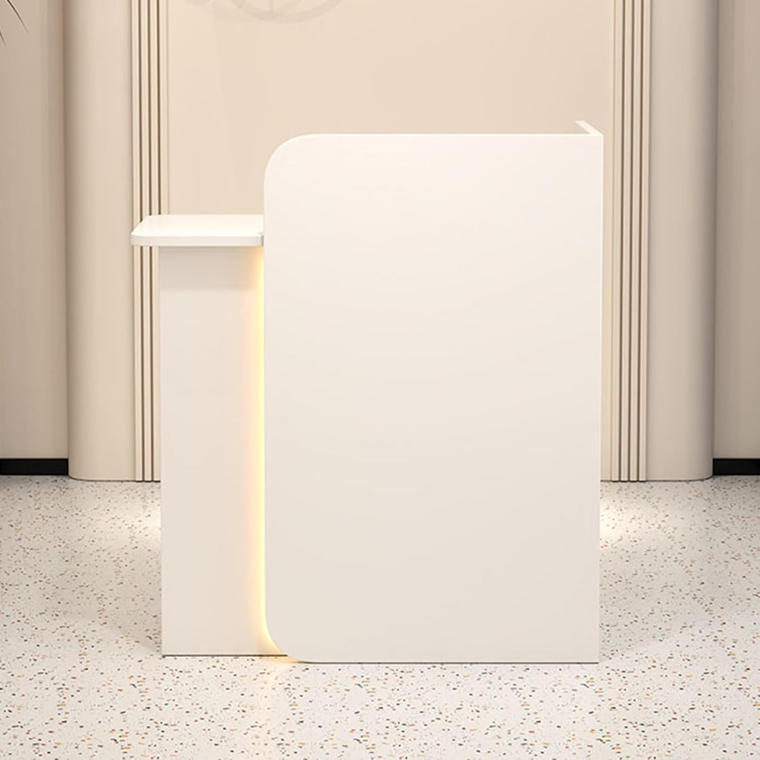 Empfangstheke Rezeption Rezeptionstheke Empfangstheke Messetheke Tresen Bar Theke Empfangstresen Counter mit LED,Schubladen,MDF Modern Büromöbel Thekentisch für Firmenhallen Salon(Wit,60X45X100CM)