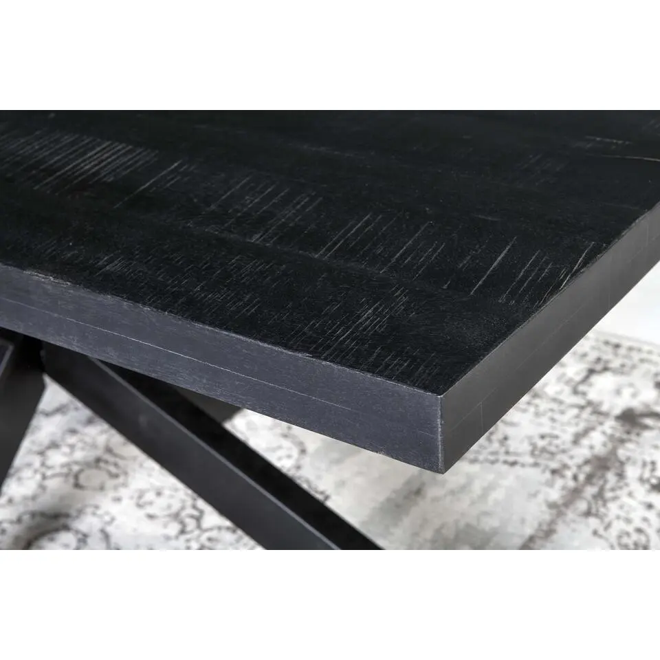 Livingfurn - e Zwart Eetkamertafel kala - Mango Hout - 200 cm