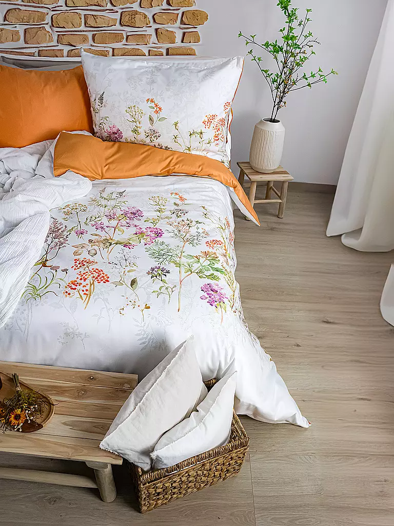 FLEURESSE Satin Bettwäsche 70x90cm/140x200cm BED ART Zimt orange