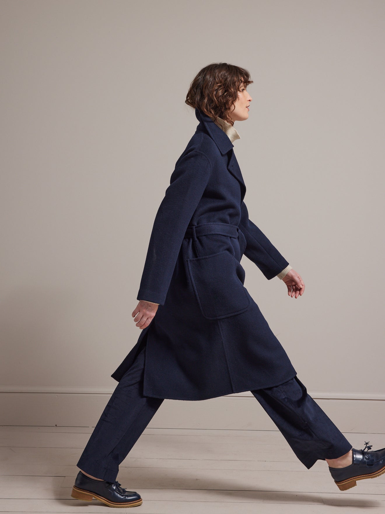 Manteau lainage double face femme
