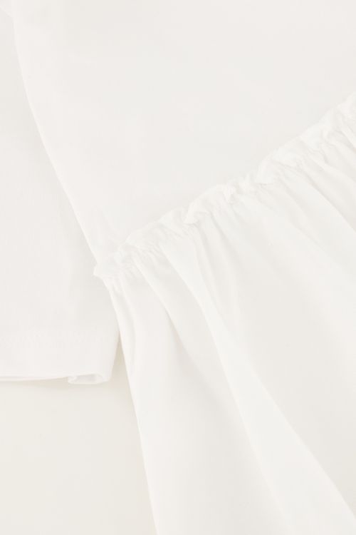 Wit T-shirt met ruffle en peplum
