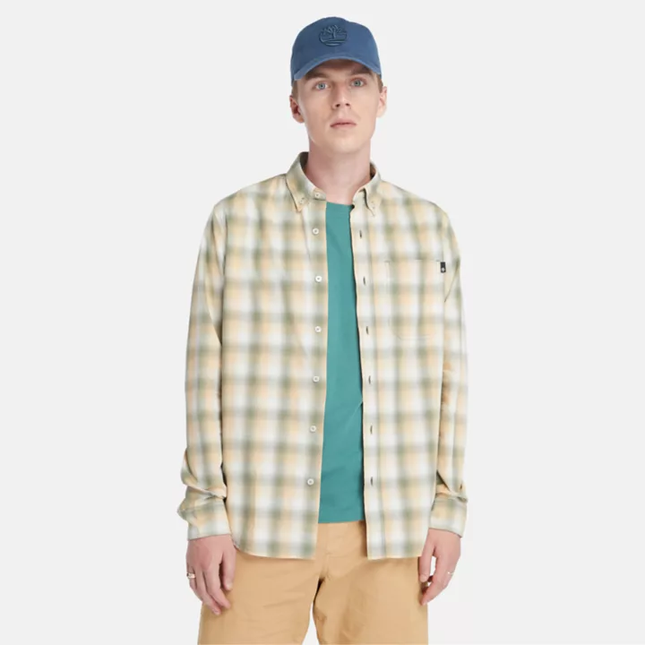 Chemise à carreaux pour homme en beige