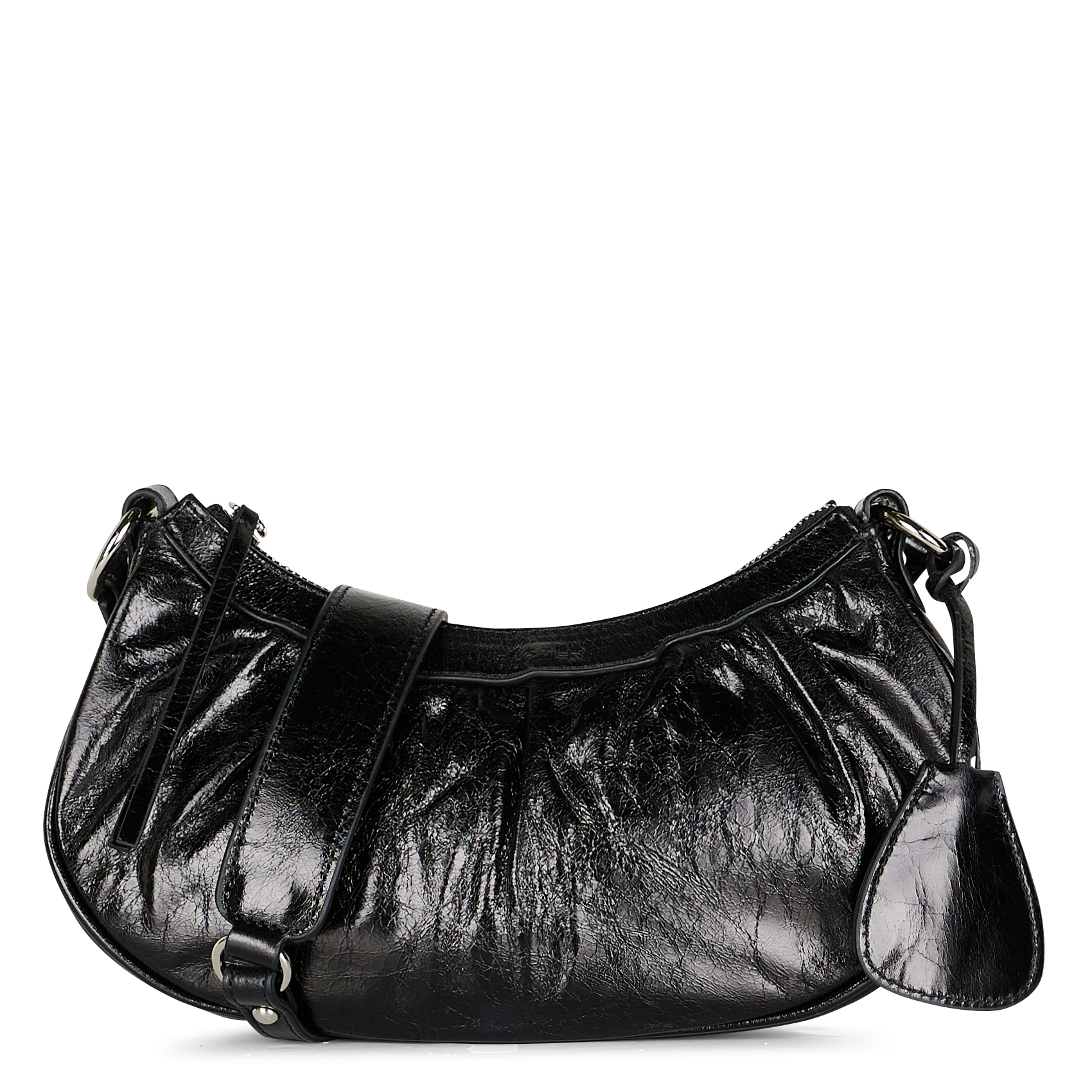 RETRO & GLAM - Sac demi-lune en cuir | Noir