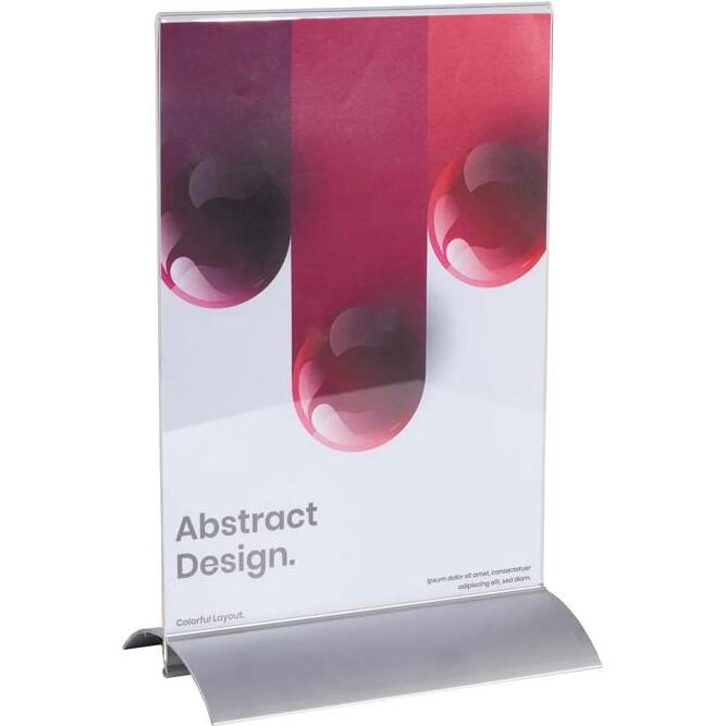 Porte-visuel vertical pied aluminium A4 - Cristal