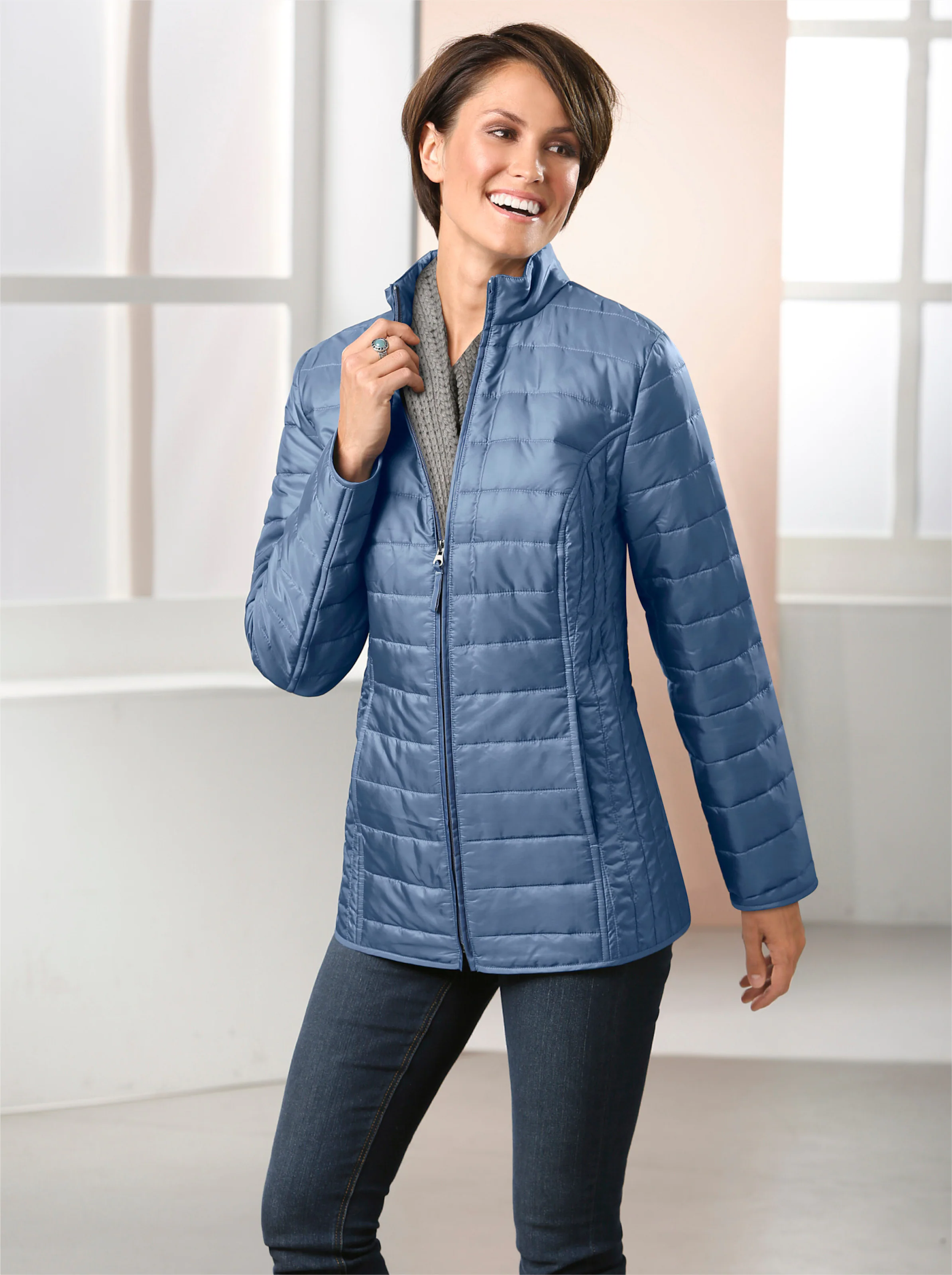 Steppjacke in jeansblau