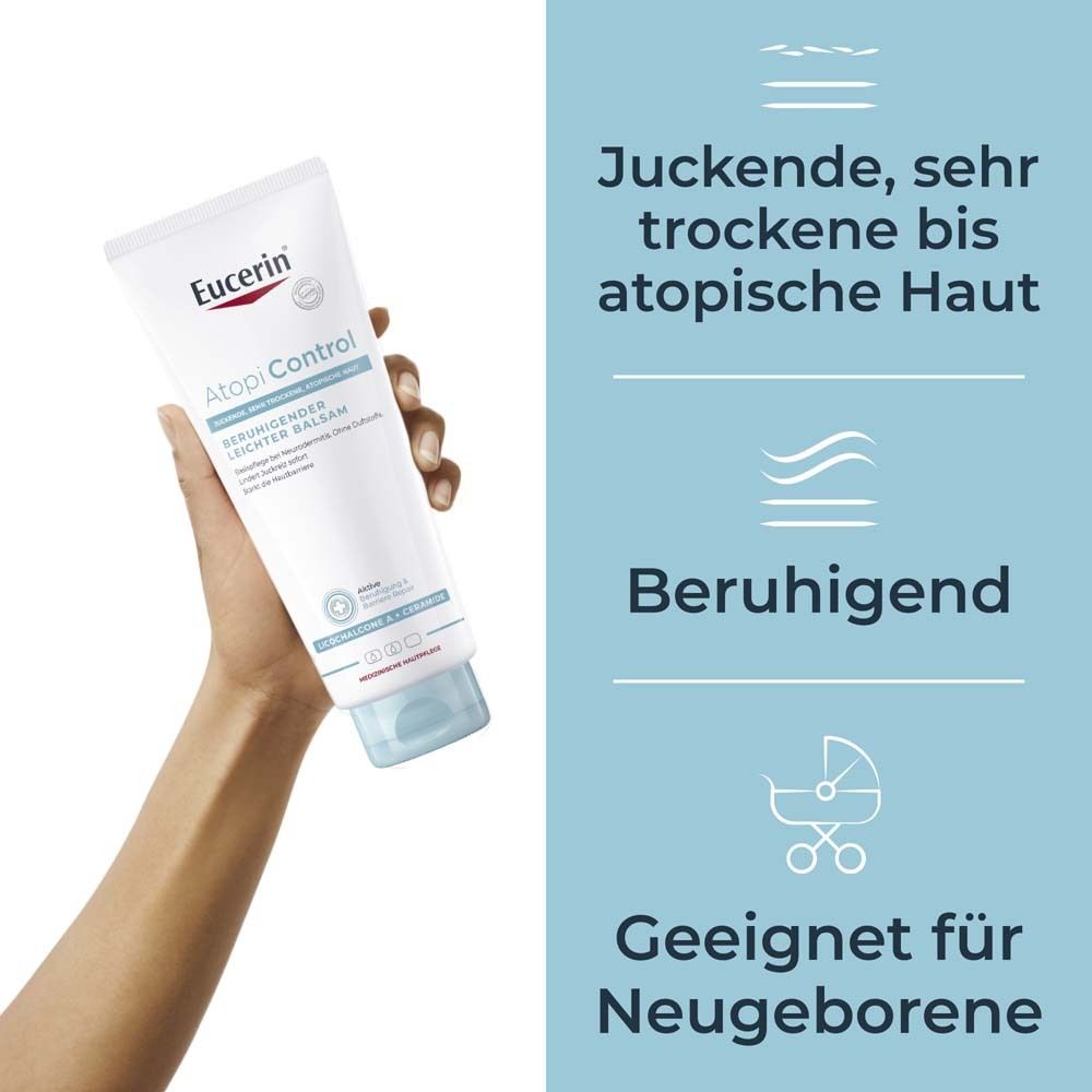 Eucerin® AtopiControl Beruhigender Leichter Balsam – Basispflege für Neurodermitis und sehr trockene Haut - Jetzt 3€ sparen mit Code 