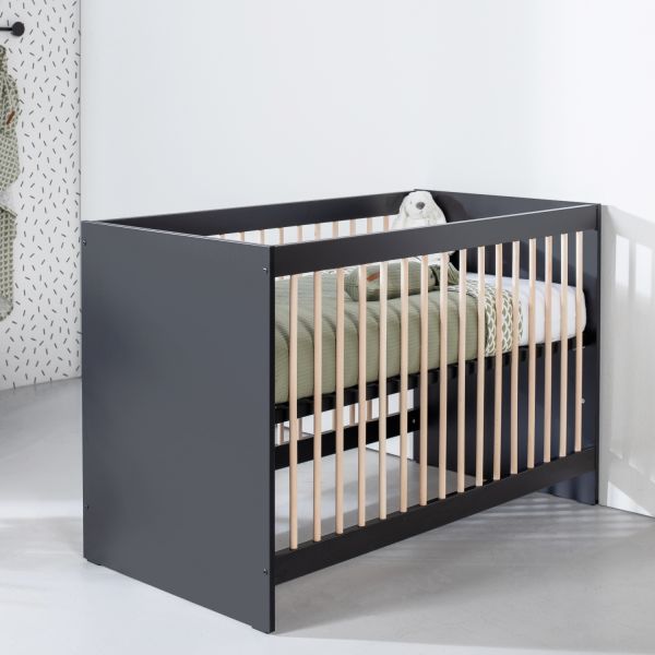 Europe Baby Nova Babykamer Zwart Eiken | Bed 60 x 120 cm   Commode   Kast