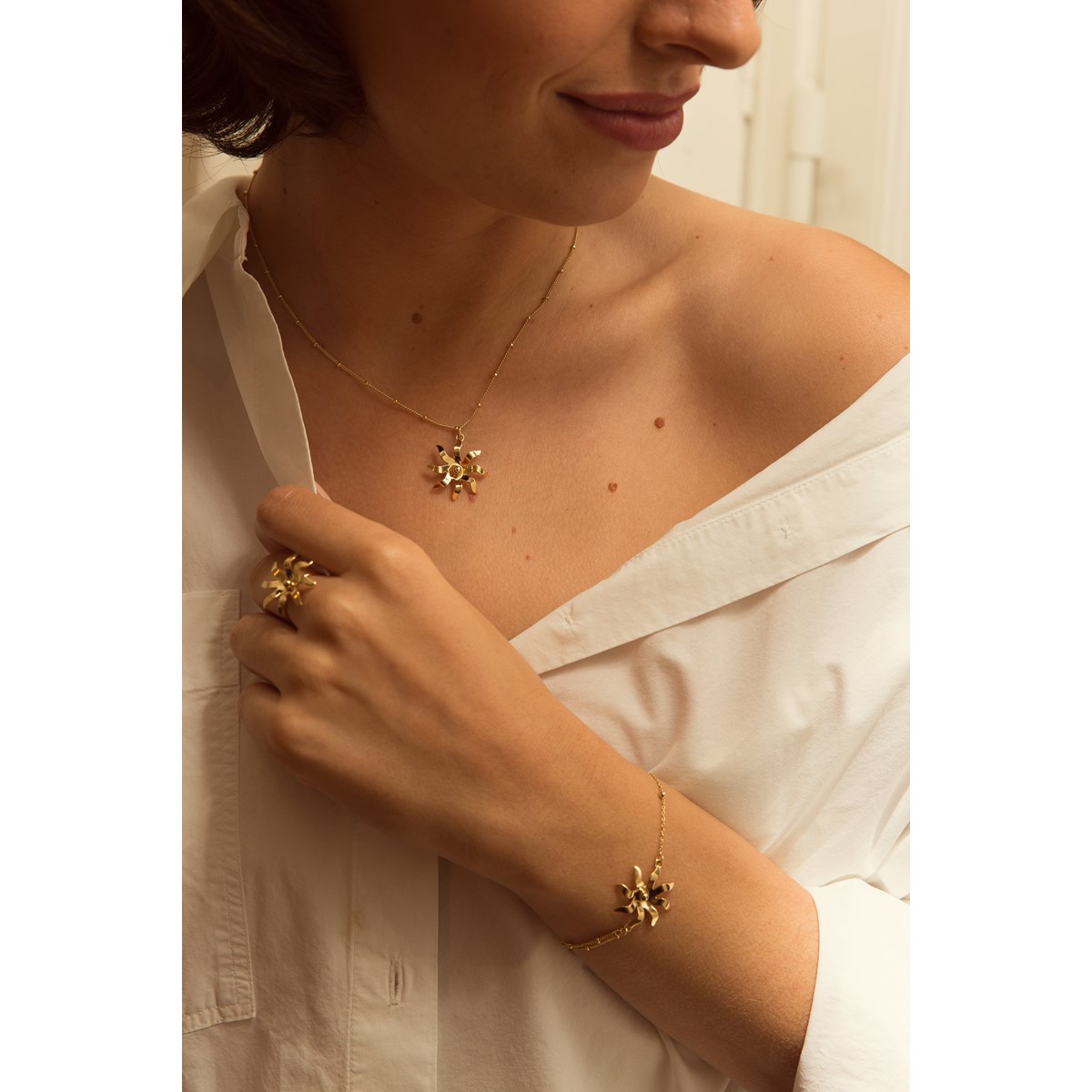 bague soleil doré à l'or fin - ÉOS