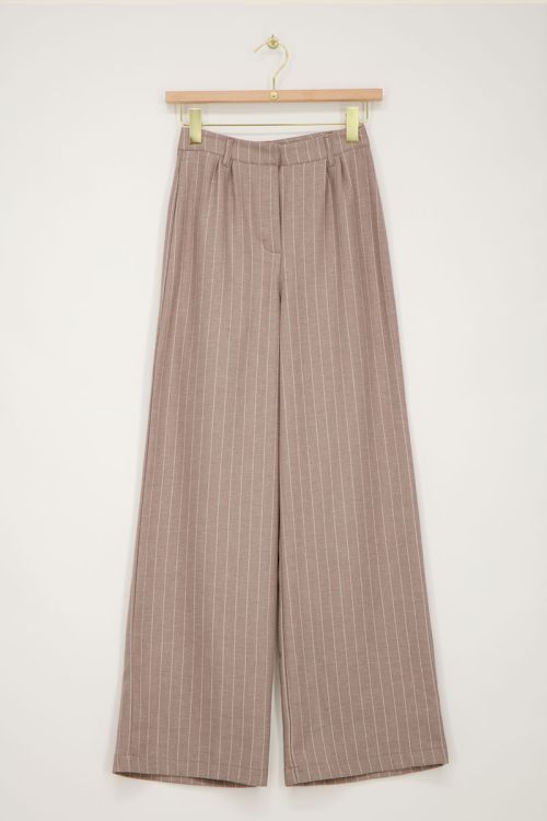 Beige pinstripe pantalon