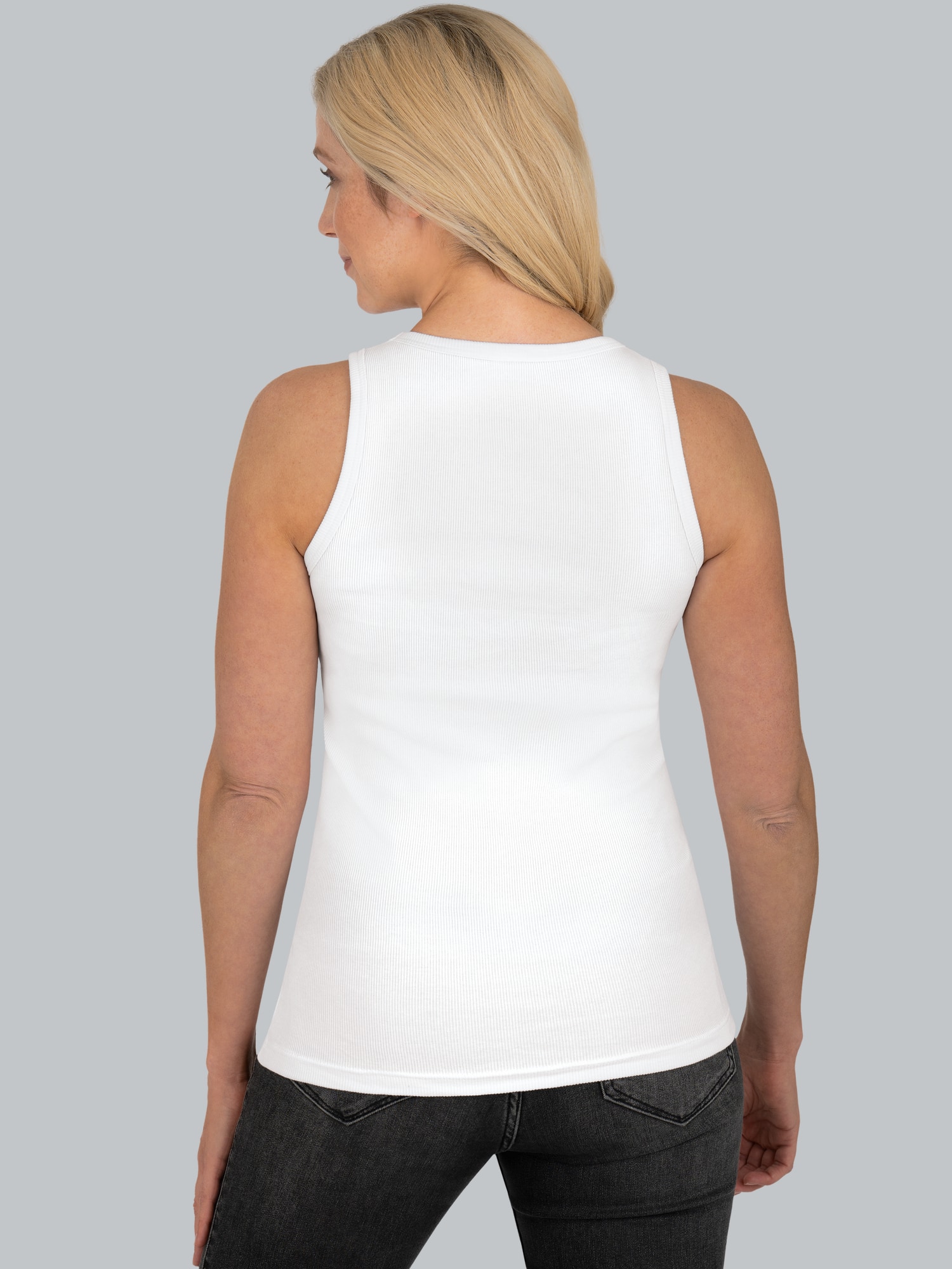 Träger-Shirt elastischer Doppelripp Weiss