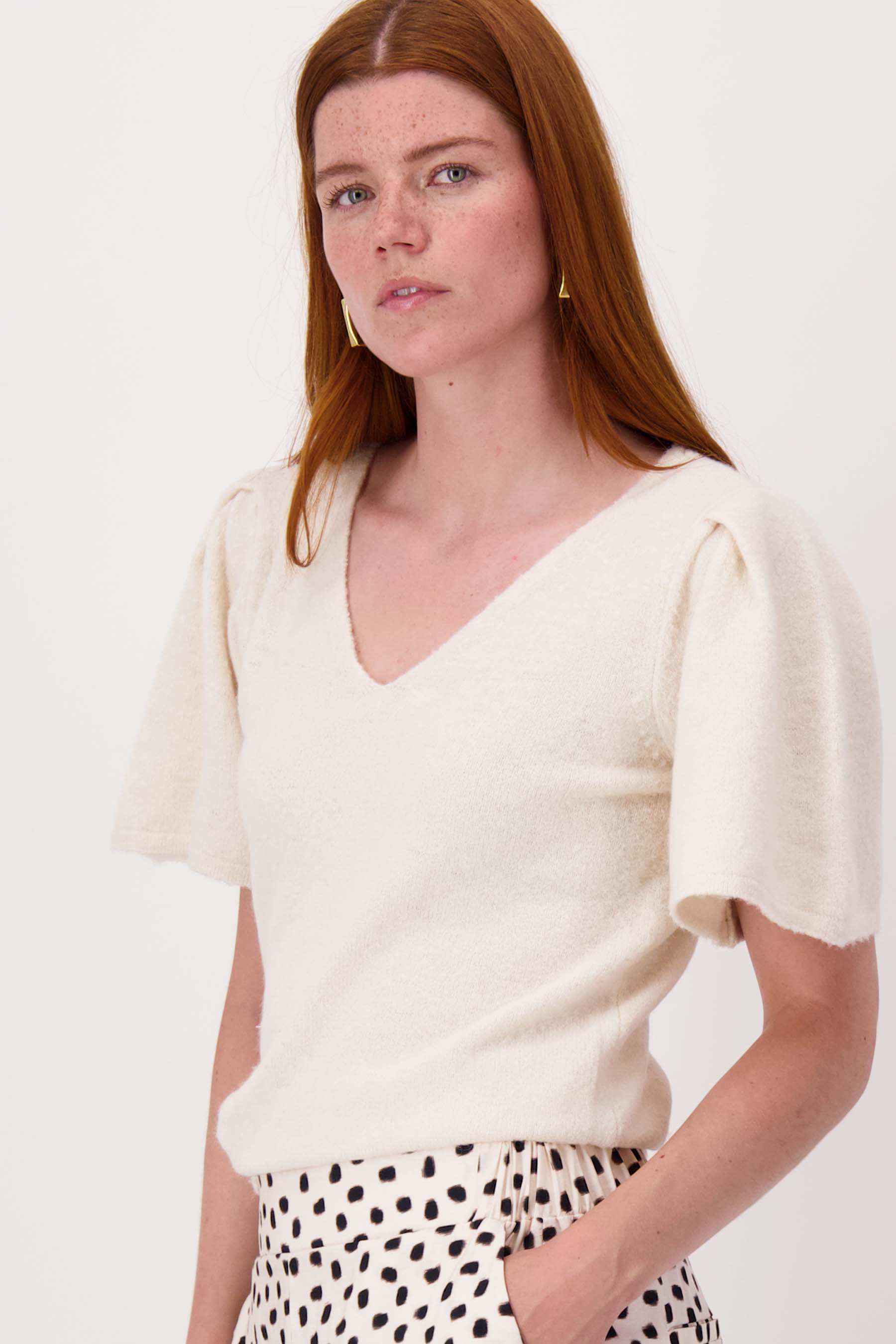 vlindermouw top in fluffy garen