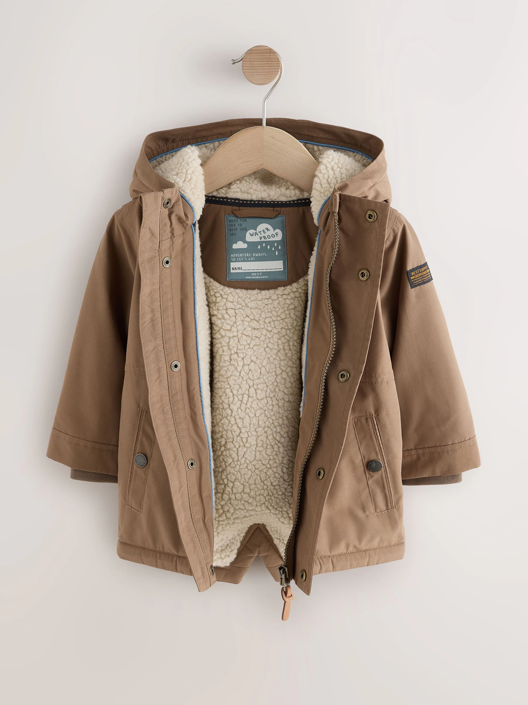 Bruin - Waterdichte parka met borgvoering (3mnd -7jr)