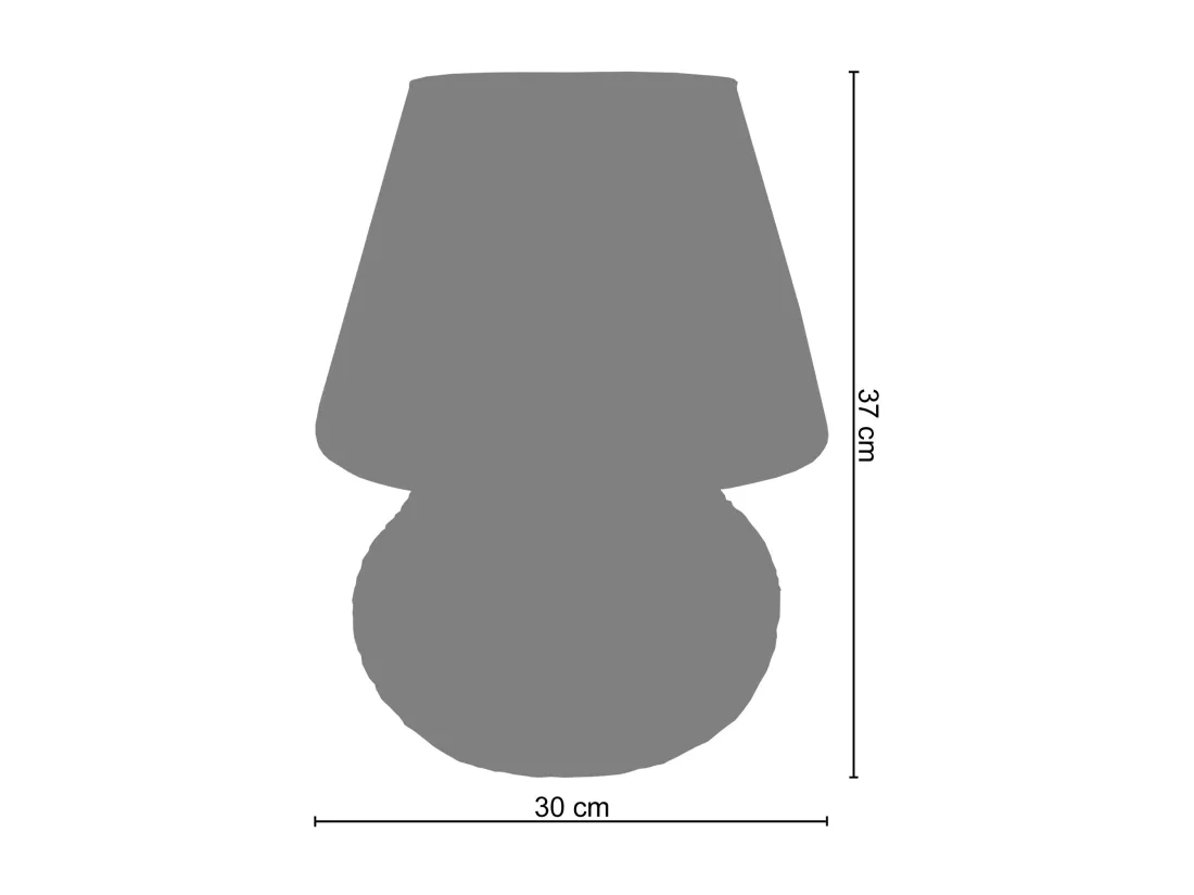 Lampe a poser champignon verre noir 37 cm.