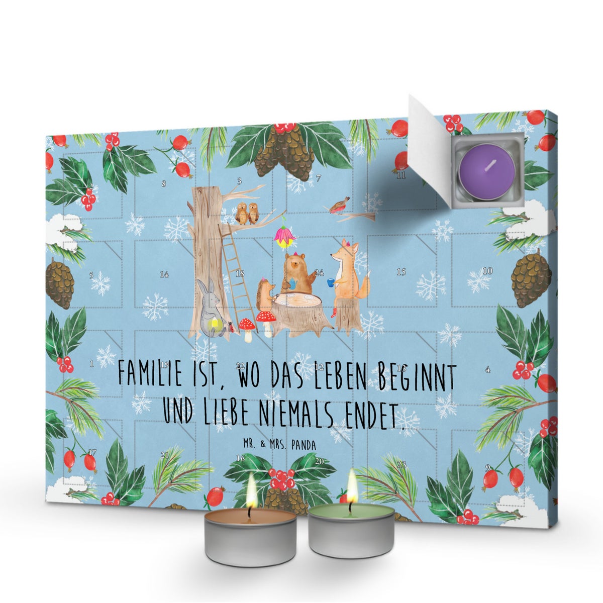 Mr. & Mrs. Panda Geurkaars Adventskalender Bosdieren Picknick - Pastelblauw