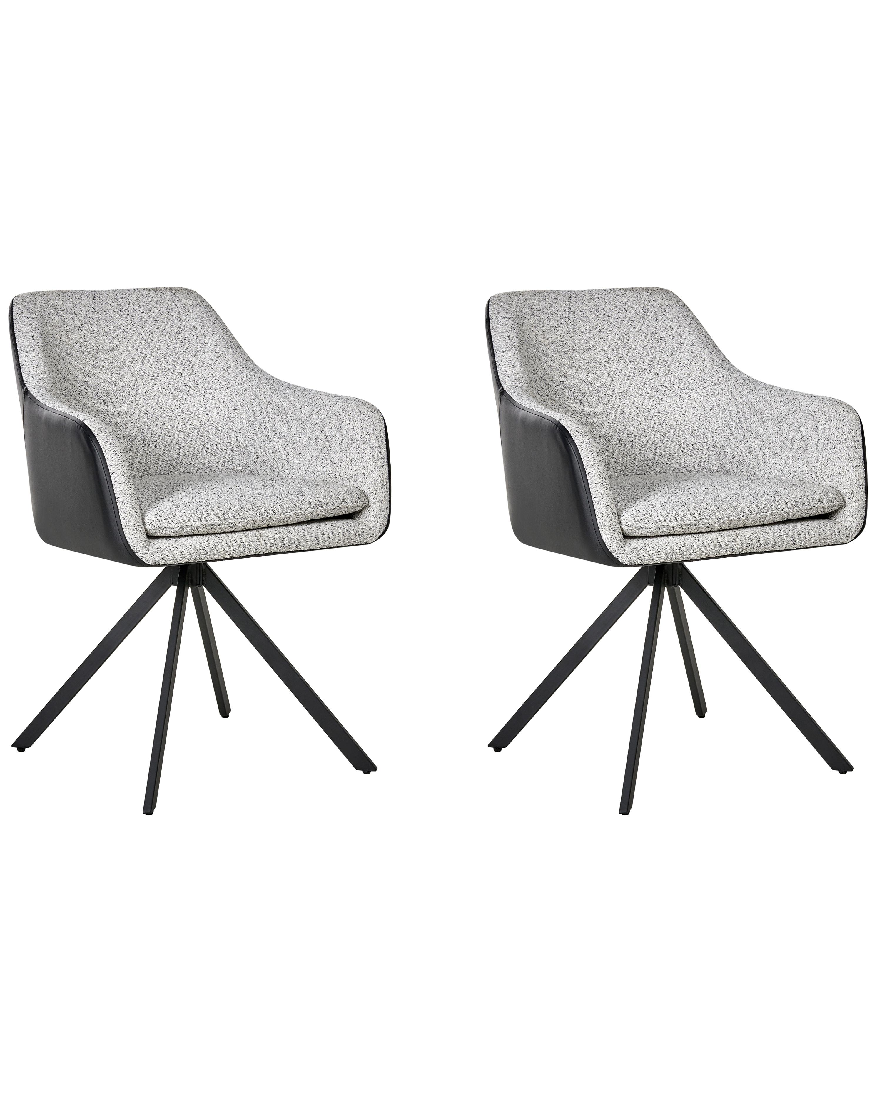 Set van 2 eetkamerstoelen LITHIA Stof Zwart/wit