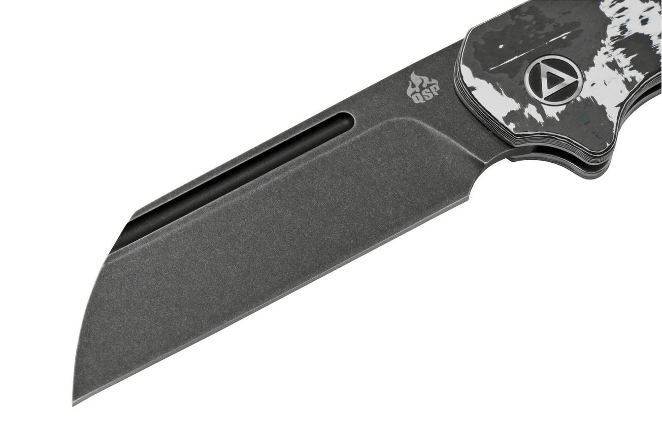 QSP Knife Penguin QS130SJ-G2 CPM 20CV Black Stonewashed, Fat Carbon White Storm, slipjoint zakmes
